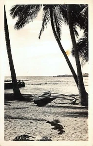 # A4245 HAWAIIAN ISLANDS REAL PHOTO POSTCARD, OUTRIGGER CANOE - Picture 1 of 2