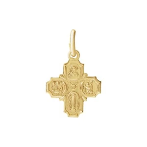 14K Yellow Gold Four-Way Cross Medal Pendant for Women 0.26gm L-8mm, W-8Mm - Picture 1 of 3