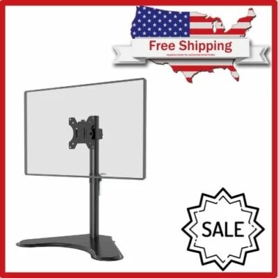 Free Standing Single LCD Monitor Fully Adjustable Desk Mount Fits 1 Screen Black - Image 1 of 4