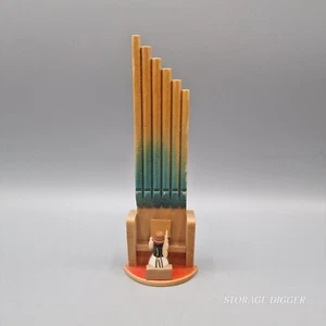 VTG Schaarschmidt Germany Erzgebirge Angel Playing Organ Wood Miniature Figurine - Picture 1 of 11
