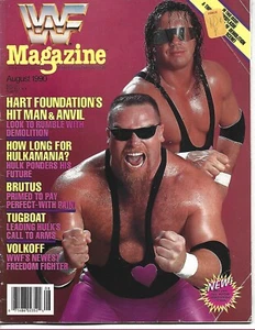 AUGUST 1990 WWF WRESTLING MAGAZIN BRET HART JIM NEIDHART SCHLEPPER BRUTUS VOLKOFF - Bild 1 von 1