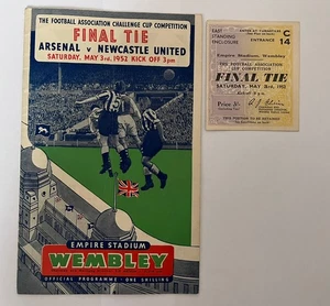 1952 FA CUP FINALE ARSENAL GEGEN NEWCASTLE UNITED UTD FOOTBALL PROGRAMM & TICKET - Bild 1 von 5