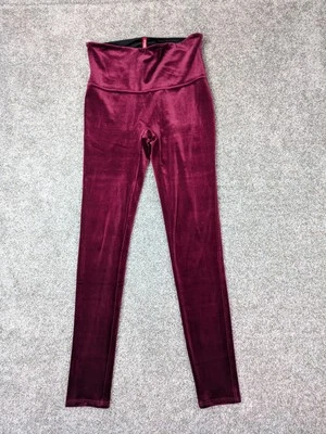 Spanx Leggings Womens L Red Velvet High Waisted Skinny Ankle Yoga Velour Pants - Image 1 of 4