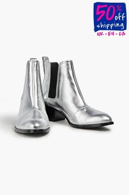 PVP €570 RAG & BONE Botas Chelsea de Cuero EU 36 UK 3 US 6 Efecto Metálico Foto 1 de 4