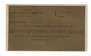 UX7 Postal Card GOLD Coated Reverse, Rockford IL, Advertising Furniture - Picture 1 of 2