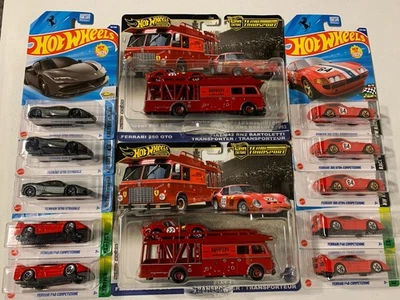 Hot Wheels FERRARI 250 GTO Team Transport & F40, GTB4, SF90 Mainlines LOT OF 12 - Image 1 of 4