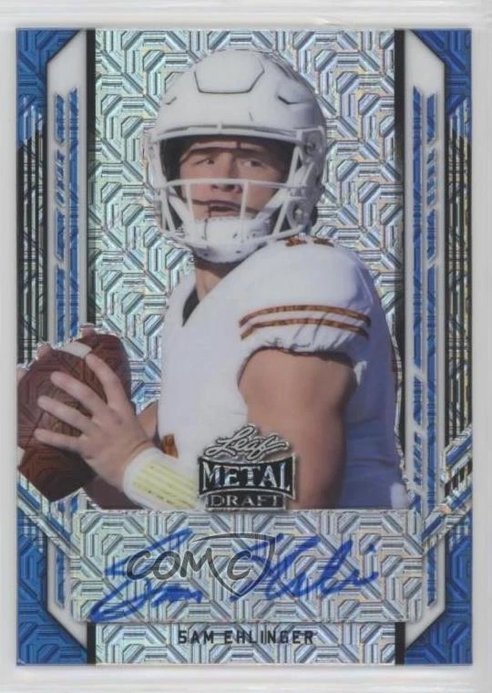 2021 Leaf Metal Draft Portrait Blue Mojo /10 Sam Ehlinger #PA-SE1 Rookie Auto RC - Image 1 of 2