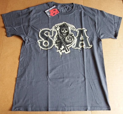 Camisa Sons Of Anarchy SOA Grim Reaper 2014 Grande Mercancía Oficial Nueva Nunca Usada Foto 1 de 4