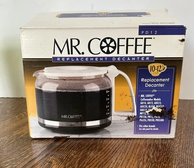 VTG Mr. Coffee Replacement 10-12 Cup Glass Carafe Decanter White PD12 open box - Image 1 of 4