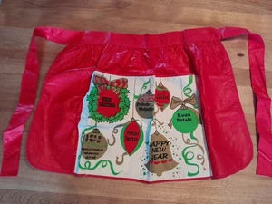 Vintage Christmas Half Apron  For Holiday Entertaining,  2 Huge Pockets, NICE!! - Picture 1 of 6