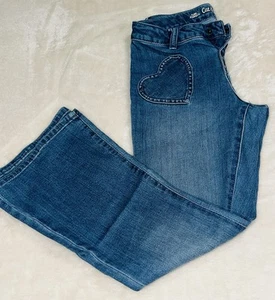 Cute Heart Pockets Cat & Jack Flare Girls Denim Jeans Super Stretch Size 12 - Picture 1 of 6
