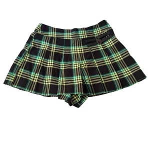 NWOT Black Friday Women’s Green Pleated Tartan Mini Skort Size 10 Gothic - Bild 1 von 14