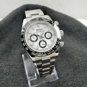 RELOJ CRONÓGRAFO HOMBRE SEIKO PERSONALIZADO BLANCO PLATA CUARZO VK63 MOVIMIENTO NUEVO - Imagen 1 de 10