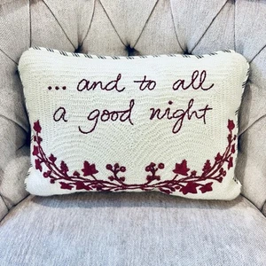 Pottery Barn Lumbar Throw Pillow And To All A Good Night Christmas 9x13 - Picture 1 of 5