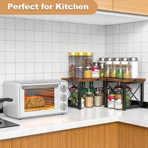 Desk Shelf 2 Tier Wood Desktop Bookshelf Adjustable Freestanding Stackable Rack - Picture 1 of 8