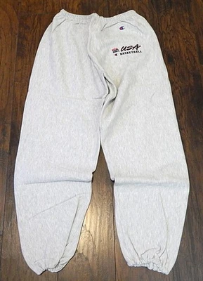 Team USA Basketball Script Logo Champion Warm Up Pants Gray Medium New - Image 1 of 2