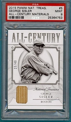 2015 Panini National Treasures George Sisler All Century Materials/49 #5 ¡PSA 9! Foto 1 de 2