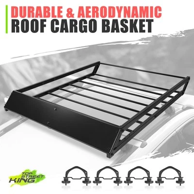 43" X 35.5" rack de teto resistente cesta transportadora de bagagem de carga com carenagem de vento - Imagem 1 de 4