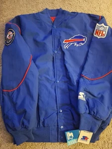 Giacca leggera vintage anni 90 starter Buffalo Bills uomo L NFL calcio nuova con etichetta - Foto 1 di 12