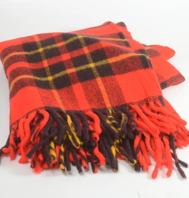 Manta De Colección Faribault Lana Mills Faribo Rojo Negro Amarillo Cuadros 54X51" Foto 1 de 4