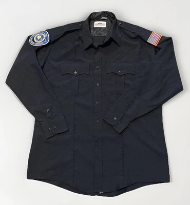 Vintage NASA Protective Services Uniform Shirt Flying Cross LAPD Navy - Image 1 of 4