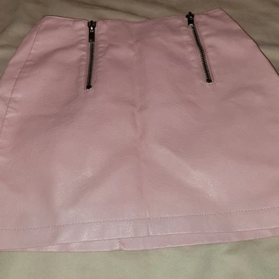 Forever 21 Pink Barbiecore Leather Double Zipper Mini Skirt - Image 1 of 4