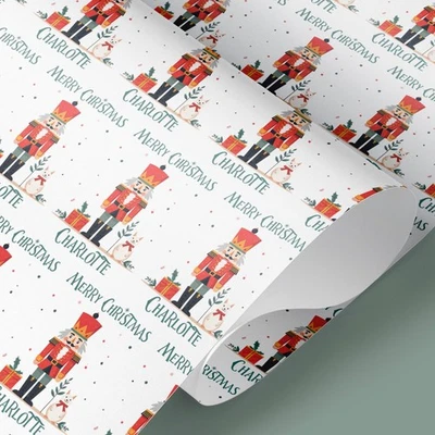 Personalised Nutcracker Christmas Wrapping Paper Roll – Custom Name Gift Wrap - Image 1 of 4