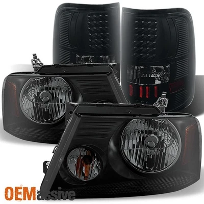 Fit 2004-2008 Ford F150 F-150 Black Smoked Headlights + LED Tail Lights - Image 1 of 4