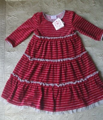 Girls Hanna Andersson Velour Tutu Twirl Dress-110-NWT-Sold Out!-Cranberry - Image 1 of 4