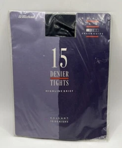 St Michael 15 Denier Tights, Highline Brief, Small - Hips 34"-39", Navy, NEW - Picture 1 of 6
