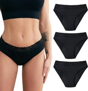 Berty Modas Women's Period Underwear, 3-Pack X-Small Black Absorbent Panties  - Picture 1 of 7