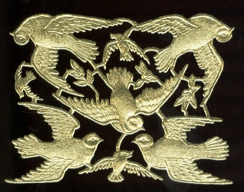 Papel de aluminio dorado troquelado alemán Dresden palomas mixtas artesanías victorianas Foto 1 de 1