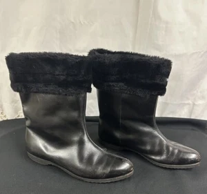 GOLO Leather Boots Womens Size 9 Rubber Soles Faux Shearling Interior VINTAGE - Picture 1 of 21