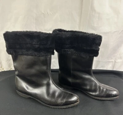 GOLO 皮靴女式 9 码橡胶鞋底人造剪绒内饰复古 — 第 1/4 张图片