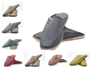 Babouche slippers men Moroccan sheepskin slippers men handmade leather mules