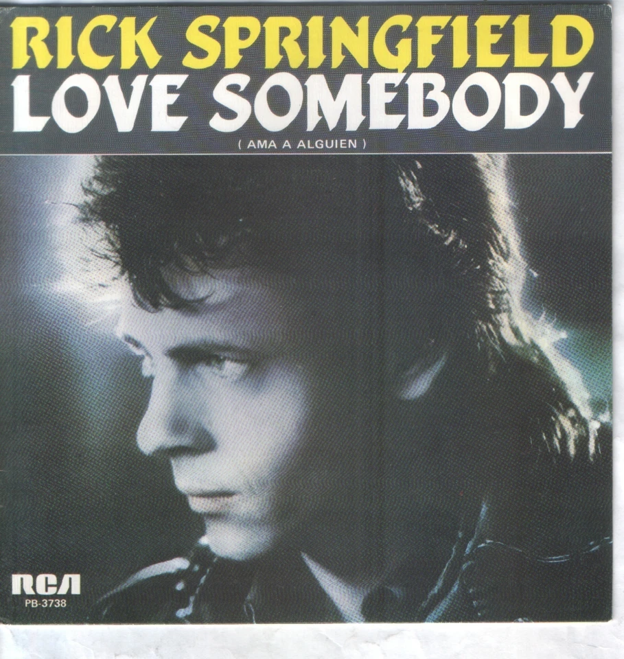 RICK SPRINGFIELD 7"PS Spain 1984 Love somebody  PROMO - Image 1 of 1