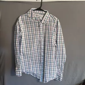 Camicia uomo Bar lll slim fit manica lunga bottoni blu a quadri taglia 16,5 34-35 L - Foto 1 di 9