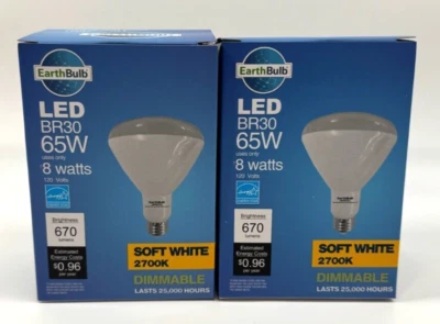 2 EarthBulb 65W Soft White BR30 Dimmable LED Light Bulb 25k Hours Free Shipping! - Image 1 of 3