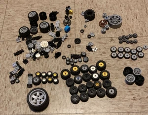 Lego bulk Lot of tires rims and axles 70+ rubber wheels  - Picture 1 of 11