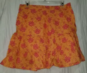 Falda Campesina Gap Naranja Rosa Floral Lino En Niveles Cremallera Lateral Talla 6 De Colección - Imagen 1 de 4