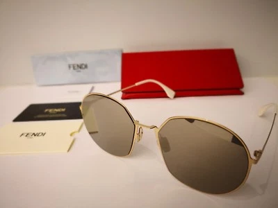 全新 FENDI Eyeline FF 0313/F/S J5G/UE 太阳镜 金色 / 灰色 象牙镜镜片 — 第 1/4 张图片
