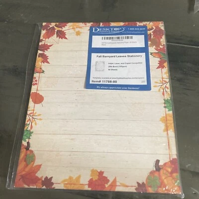 Papel de papelaria Fall Barnyard Leaves - 80 folhas bege, vermelho, marrom, amarelo  - Imagem 1 de 2