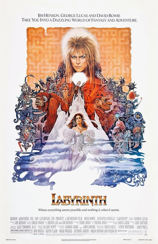 Labyrinth movie poster (b) : 11" x 17" - David Bowie poster, Jennifer Connelly
