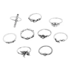 9PCS Retro Alloy Rings Personality Chic Classic Vintage Rings for Girl Ladies - Picture 1 of 12