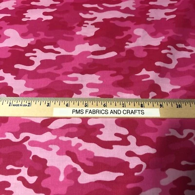 MDG CAMO 100% med cotton fabric by the yard - HOT PINK - various shades of pinks