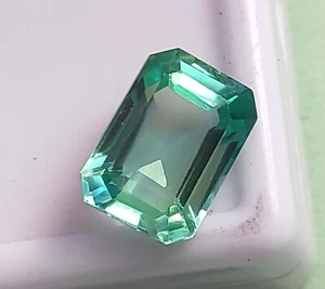 Piedra preciosa suelta Montana corte esmeralda natural zafiro azul-verde certificado 6,05 quilates. - Imagen 1 de 12