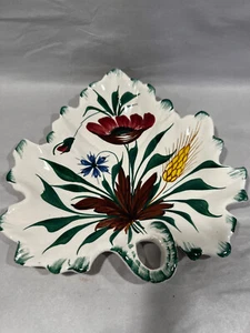 Italian Ceramic 7” X 6" Floral Leaf Dish Candy Decór White Hand Painted Italy - Picture 1 of 8