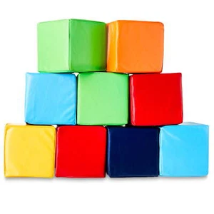 Foam Blocks, Soft Faux Leather, Multicolor, 9 Pieces, Toys - Picture 1 of 4