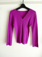 issey miyake pleats please tops size 3 made in japan purple mint F/S v neck