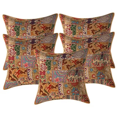 Decorative Home Decor 24 x 24 in Cushion Cover Vintage Patchwork Pillow Case - Image 1 of 4